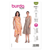 BURDA - 5899 V-neck Sleeveless Dress with Full Skirt